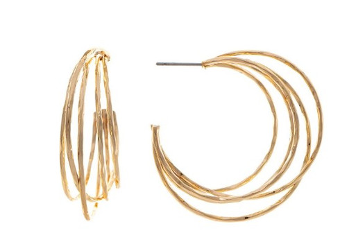 Gold Wired Post Hoops Earrings