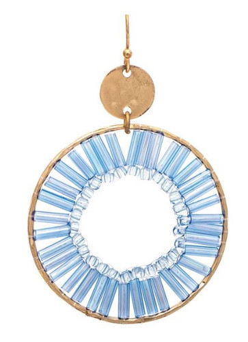 Gold Bl Tube Bead Pinwheel Earrings