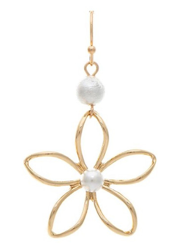 Gold Pearl Top Wire Flower Earrings