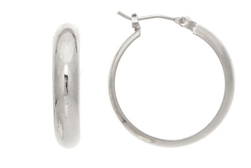 Silver Half Round Wire 3/4 Hypo Hoop Earrings