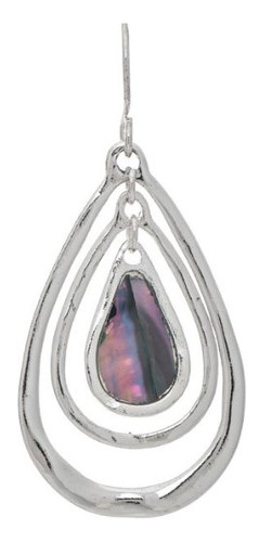 Silver Teardrop Abalone Spinner Earrings