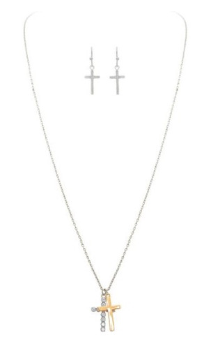 Tt Delicate Double Cross Necklace
