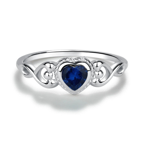 "Size 2 Heart Ring with September Birthstone – A Token of Cherished Moments"