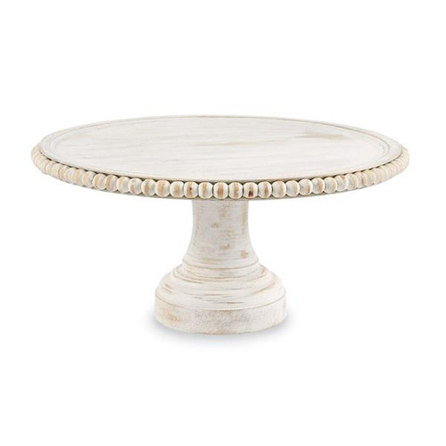 White-washed mango wood pedestal cake stand