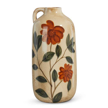 12" PAINTED FLORAL JUG