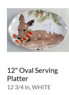 Deer Friends White Small Oval Platter