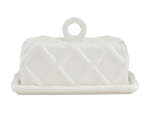 Mud Pie Gifts - White Bamboo Butter Dish
