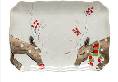 Deer Friends White Large Rectangular Platter - Casafina