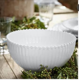 Pearl White Round Vegetable or Serving Bowl