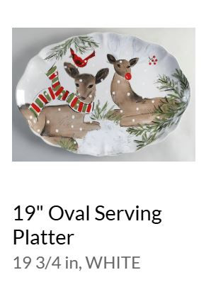 Deer Friends White Large Oval Platter