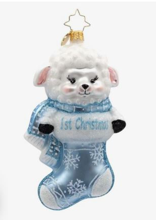 A Snowy Blue First - Christmas European Glass Ornament - CHRISTOPHER RADKO