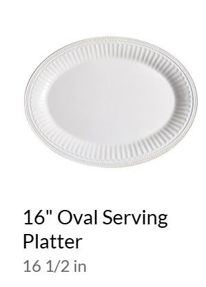 French Perle Groove White Large Oval Platter