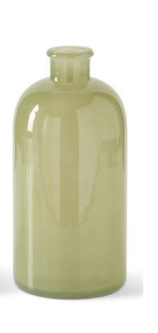 15.5 inch Green Glass Bottle - K and K Interiors - K and K Interiors