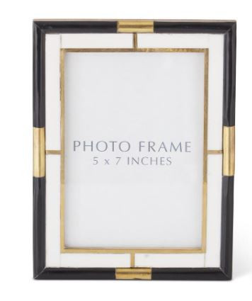 7.5 in Black Cream and - Gold Tiled Photo Frame - K and K Interiors