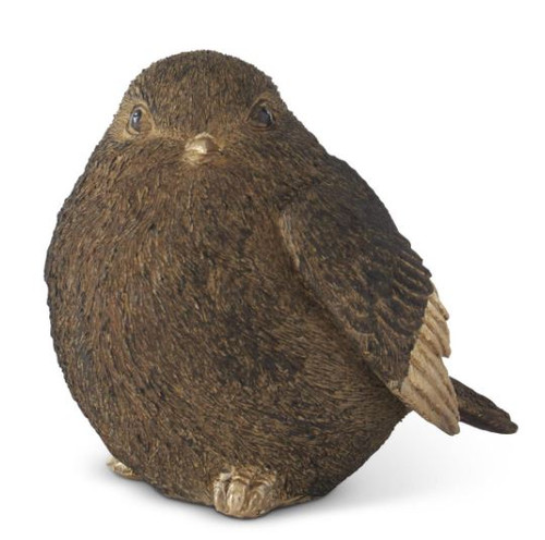 4.5 in Textured Brown and - Gold Resin Sitting Bird - K and K Interiors