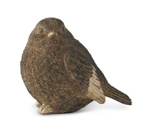 3.75 in Textured Brown and - Gold Resin Sitting Bird - K and K Interiors