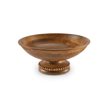Mud Pie Gifts - Beaded Wood Pedestal Bowl - Mud Pie Gifts