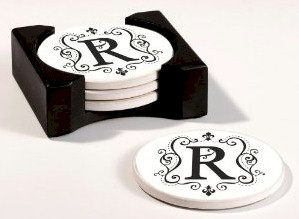 Mud Pie Gifts - Monogram Round Coasters M - Mud Pie Gifts