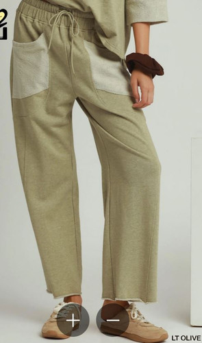 French Terry Contrast Wide Leg Pant 26.5"