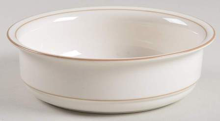 Beige Pinstripes Round Soup Cereal Bowl