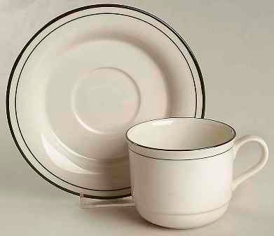 Black Pinstripes Cup and Saucer