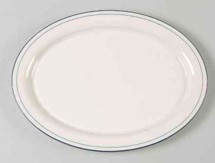 Blue Pinstripes Medium Oval Platter