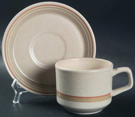 Brushwork Beige Cup and Saucer