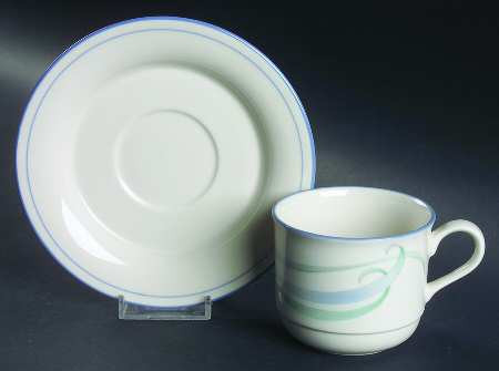Sky Blue Brushstrokes Cup and Saucer