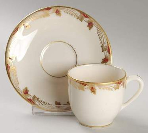 Essex Maroon Lenox Cup And Saucer