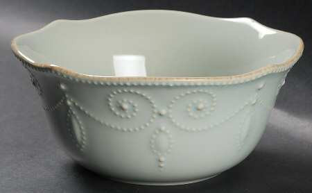 French Perle Bead Ice Blue Round Soup Cereal Bowl