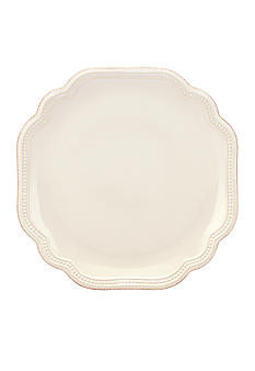 French Perle Bead White Round Salad Plate