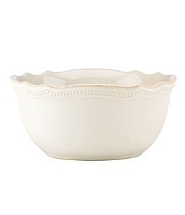 French Perle Bead White Round Soup Cereal Bowl