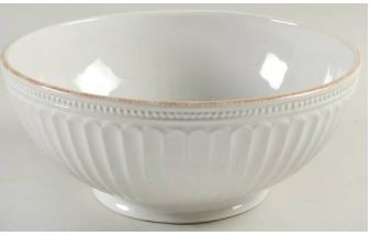 French Perle Groove White Round Vegetable or Serving Bowl