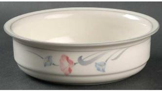 Iris On Grey Round Soup Cereal Bowl