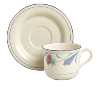 Poppies On Blue Cup and Saucer