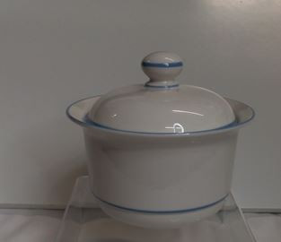 Sky Blue Pinstripes Sugar and Lid