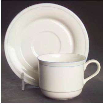 Sky Blue Pinstripes Cup and Saucer