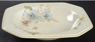 Blue Clematis Rim Soup or Pasta Bowl