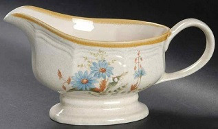 Blue Daisies Gravy Boat and Stand