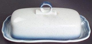 Country Club Blue Covered Butter and Lid