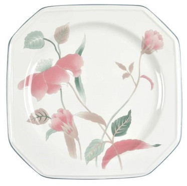 Silk Flowers Round Salad Plate