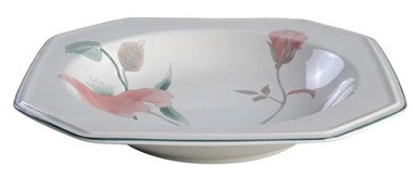 Silk Flowers Rim Soup or Pasta Bowl