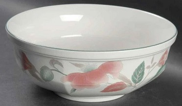 Silk Flowers Round Vegetable or Serving Bowl