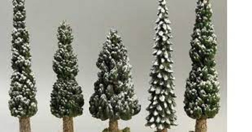 Snowy Evergreen Tree Set Of 5