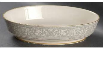 Grey Renaissance Oval Vegetable or Serving Bowl
