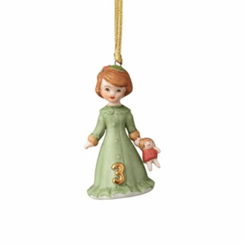 Growing Up Girls Age 2 Christmas Ornament Brunette