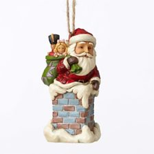 Santa In Chimney Hanging Ornament Jim Shore Collectible
