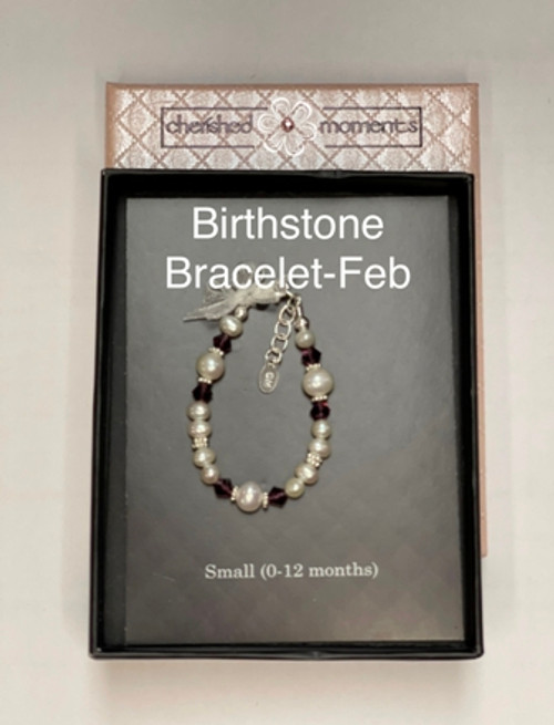 February Small 0 12 Months Birthstone Bracelet With Pearls