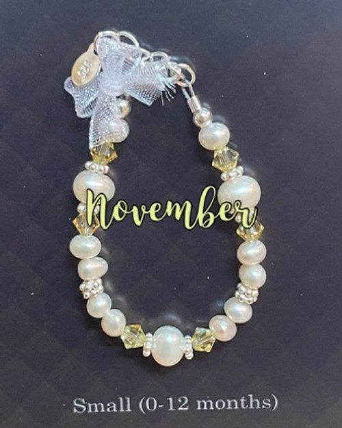 Birthstone Bracelet W Pearls November 0   To 12 Months