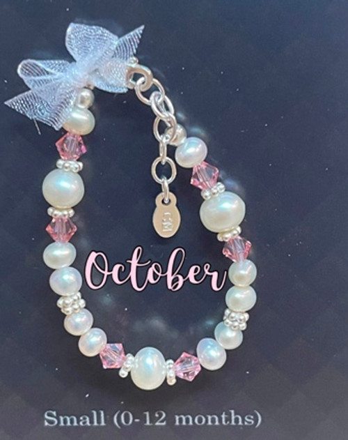 Birthstone Bracelet W Pearls October 0   To 12 Months